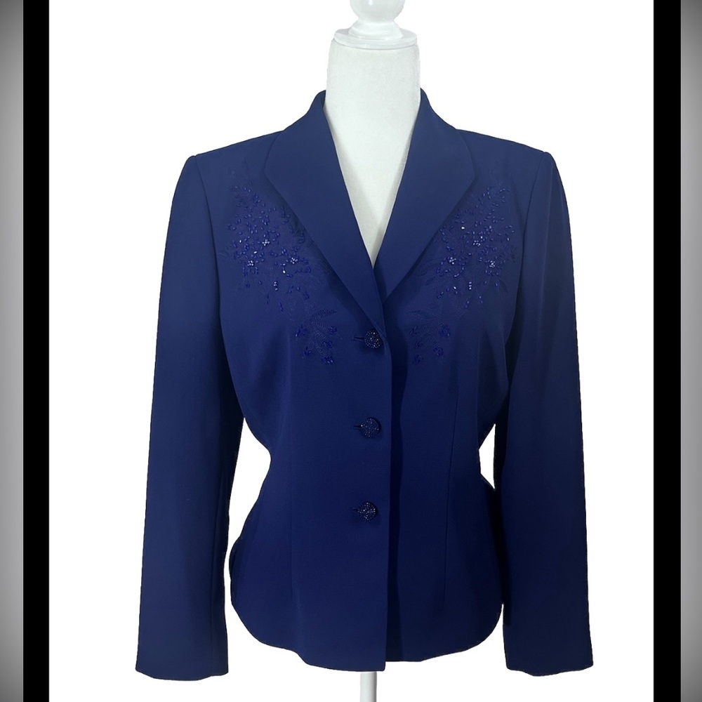 Nipon Boutique Purple Sequined Holiday Office Blazer Suit Jacket Lined Size 8